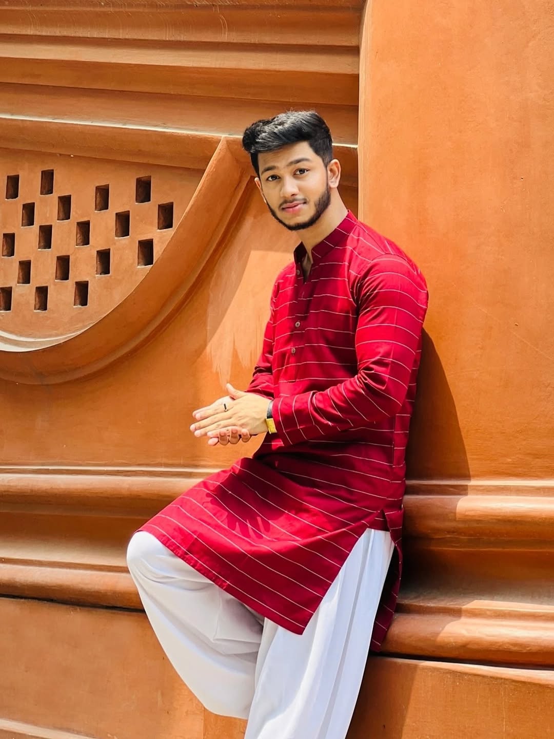 Red Lined Kurta for Festive Wear